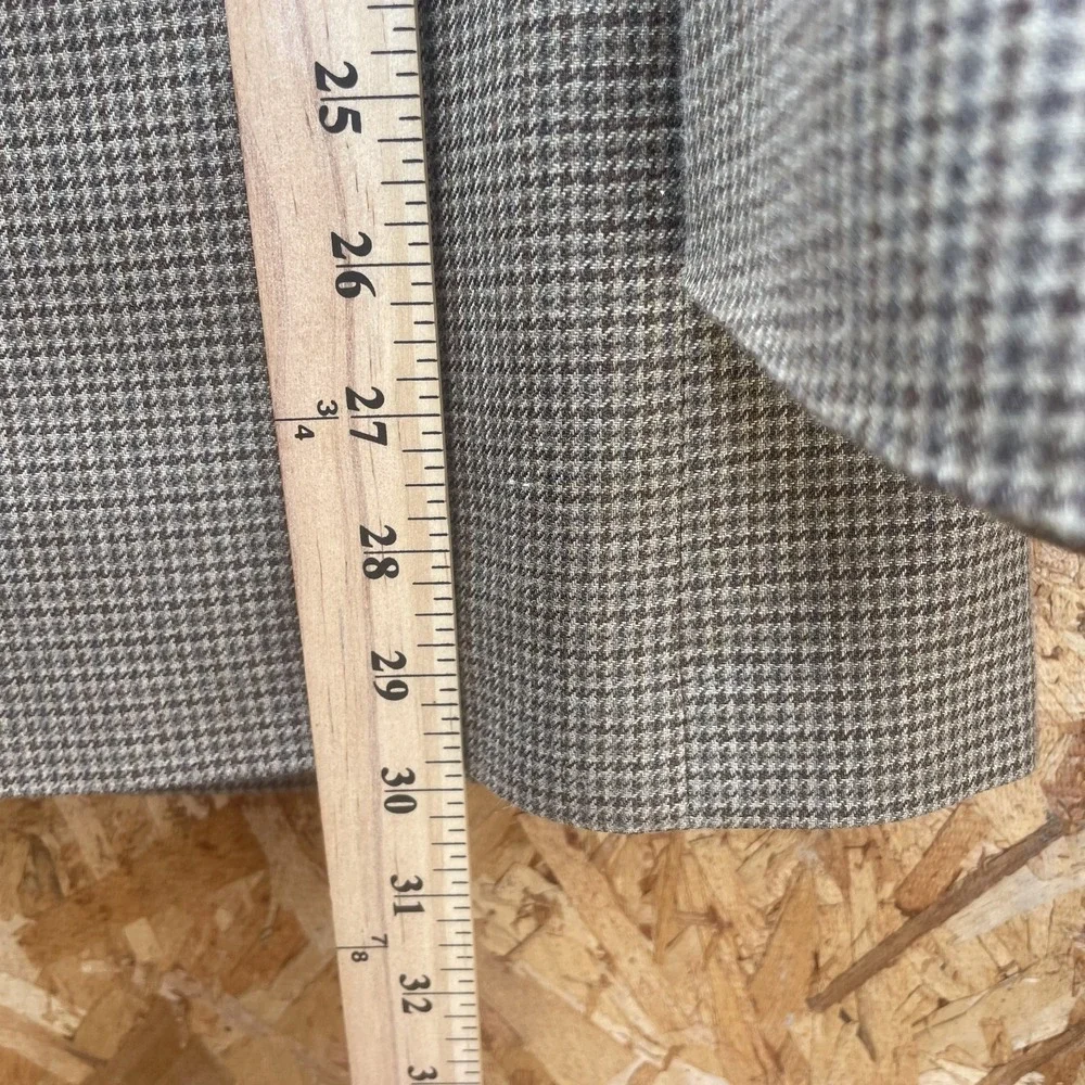 Oscar De La Renta Wool Silk Suit Jacket Blazer Mens Size 42R Brown Houndstooth